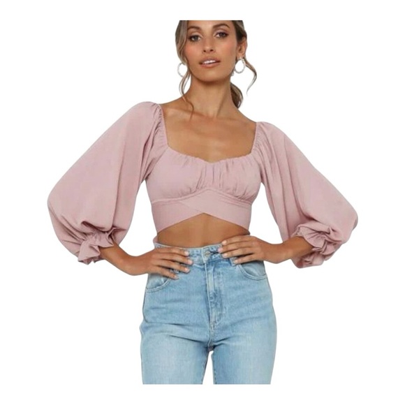 Hello Molly Women's Pink Puff Sleeve Top - Picture 1 of 9